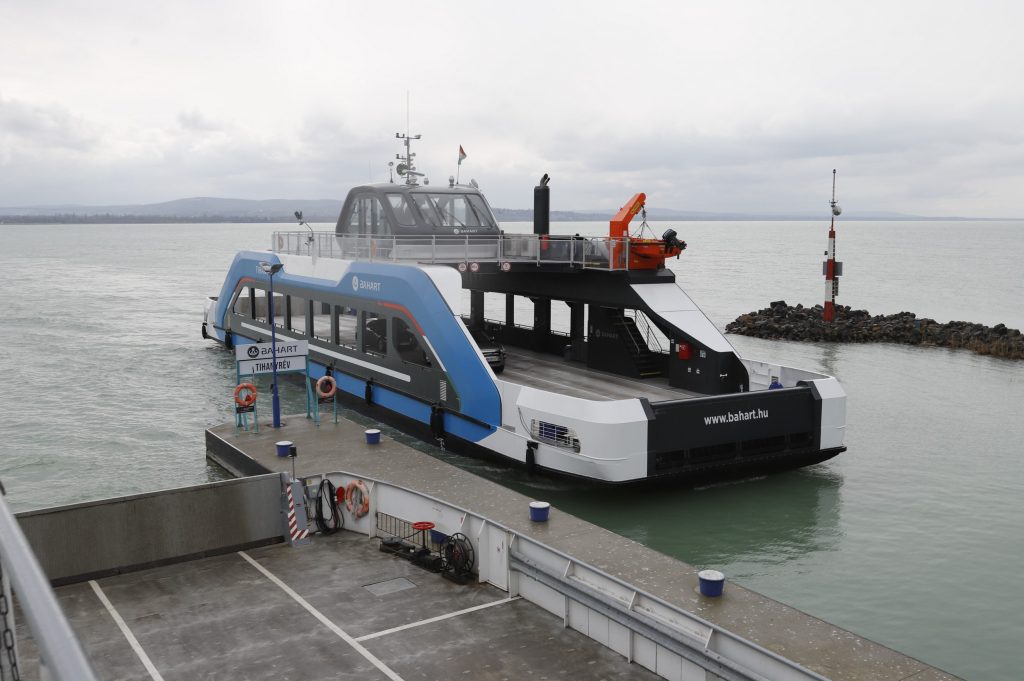 Ferry docked at a harbor