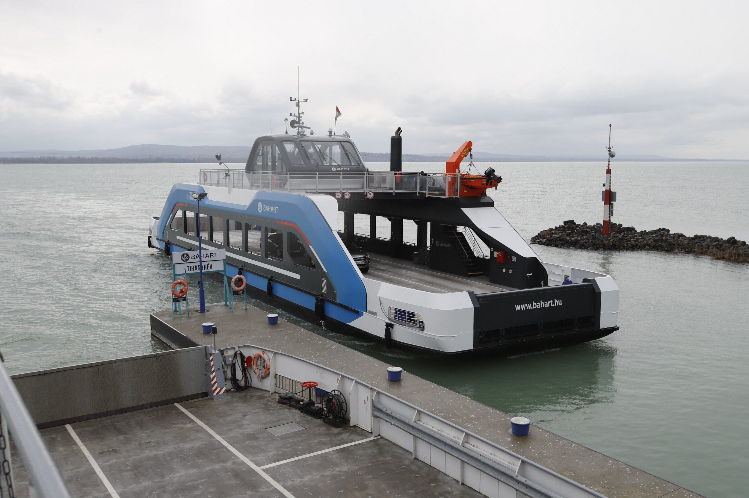 Ferry docked at a harbor